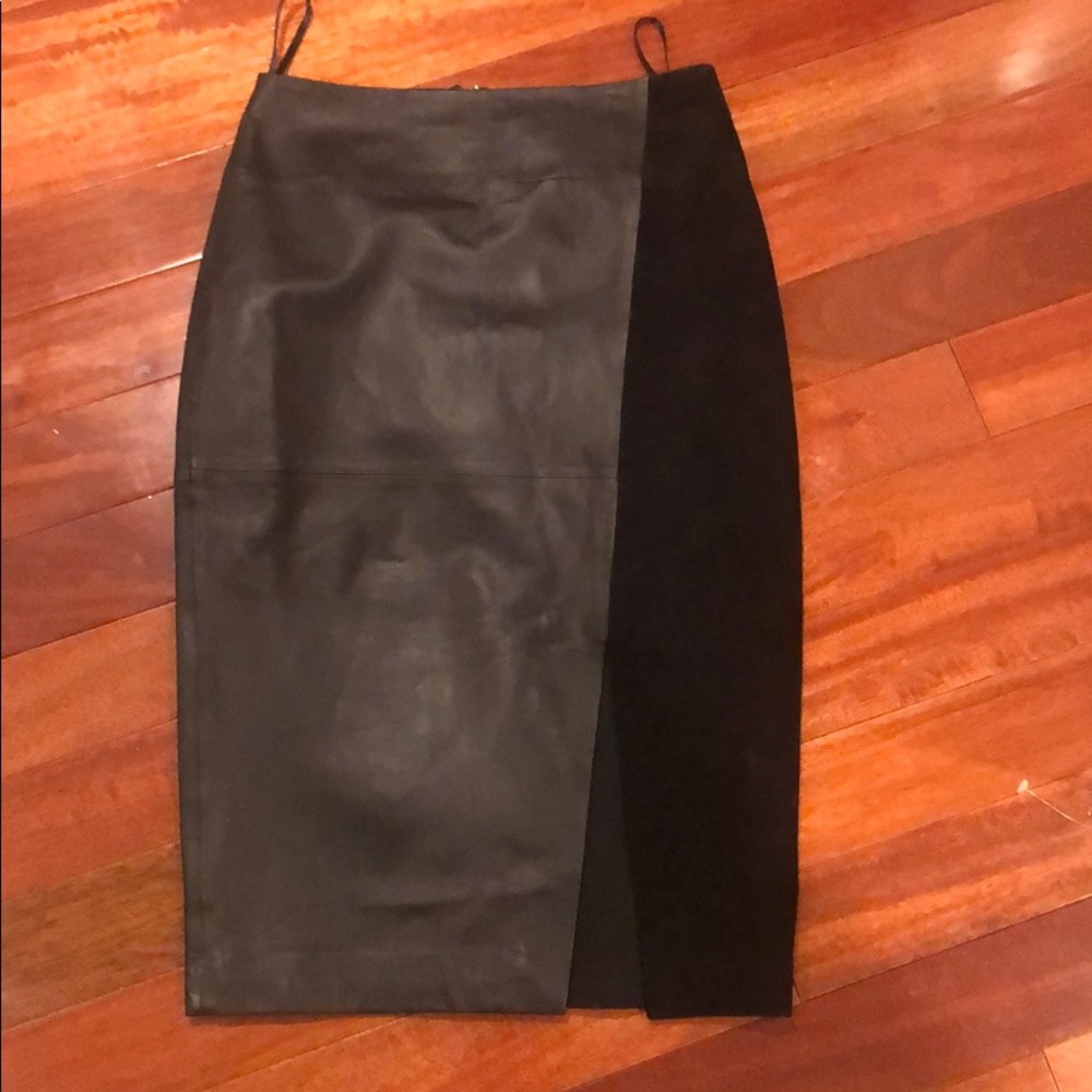 half leather half suede skirt